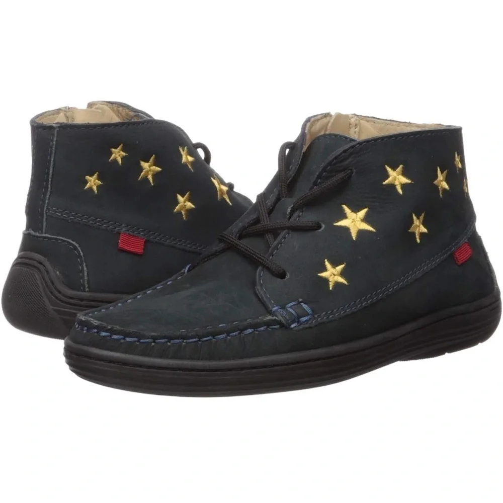 MARC JOSEPH NEW YORK Unisex-Child Leather Ankle Boot Embroidered Star Loafer NEW